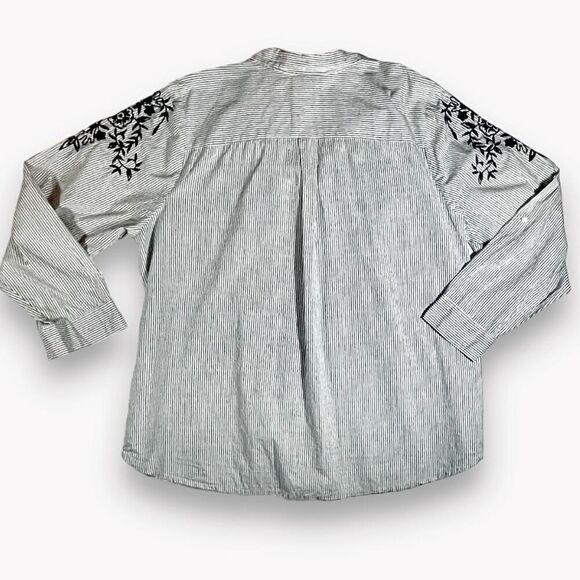 Westport 1962 Embroidered Striped Button Down Blouse Sz 3X - Picture 7 of 12